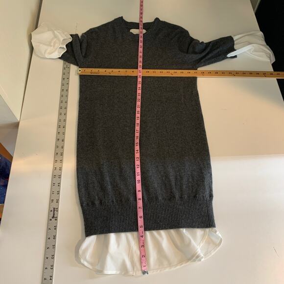 Brochu Walker Dress Women S Small Gray White Ebella Layered Looker Wool Cashmere - Picture 7 of 11